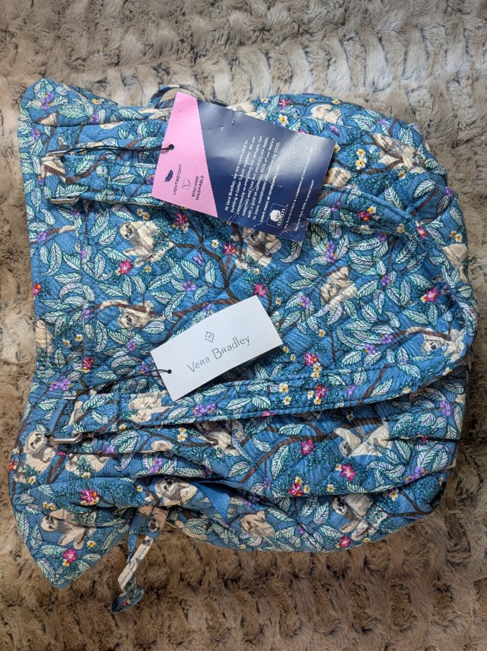 NWT Vera Bradley Glenna Satchel Bag in the "Hanging Around" Sloth Pattern